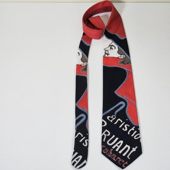 Ralph Marlin Tie Vintage Art To Wear Toulouse-Lautrec USA W3.75 L57.5  Boho - Picture 14 of 15